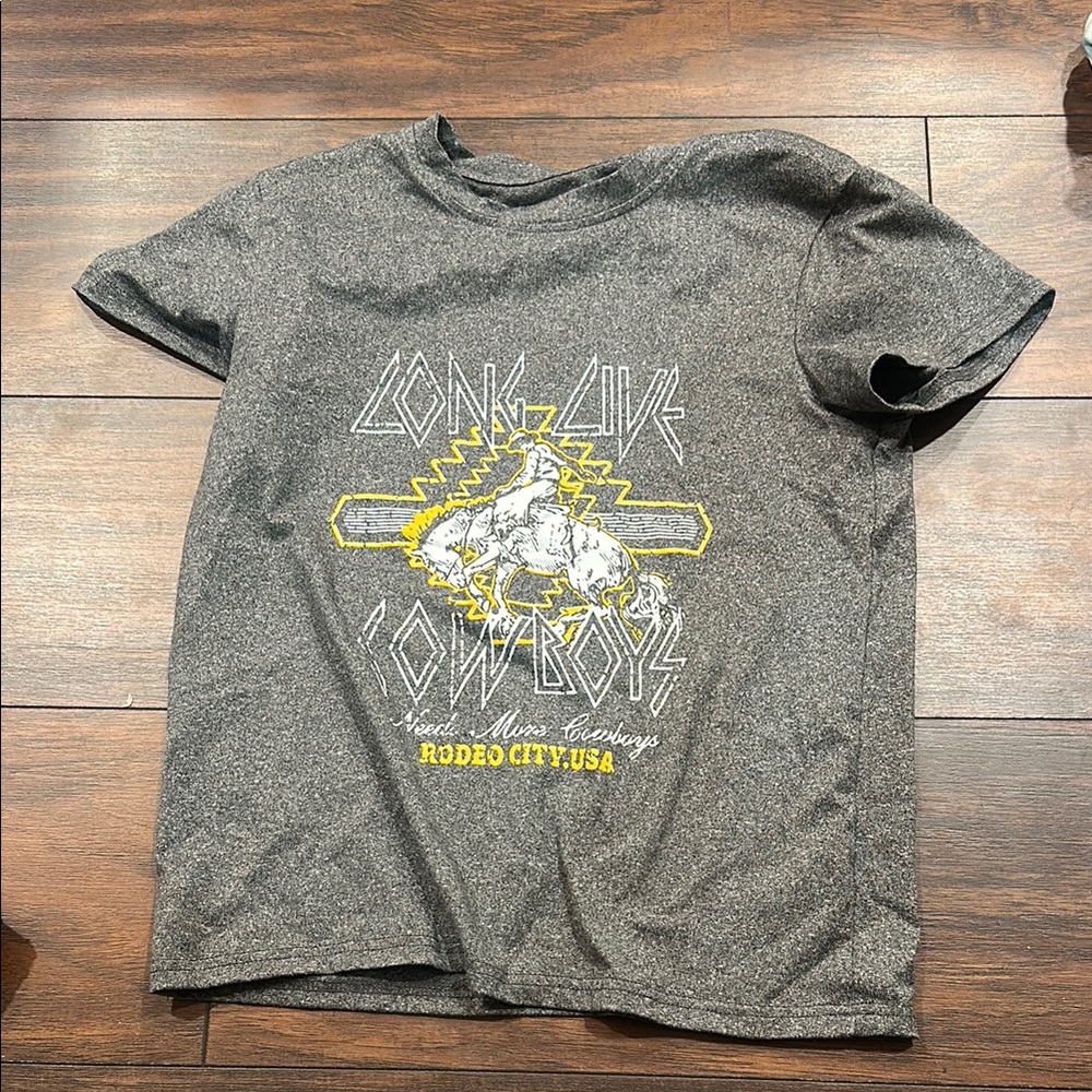Gray Graphic T-Shirt with Cowboy Design